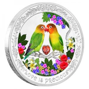 love-is-precious-lovebirds-1-oz-silber-koloriert