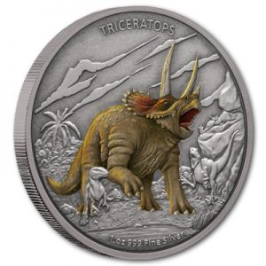 dinosaurier-triceratops-1-oz-silber-koloriert