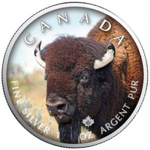 maple-leaf-wildlife-bison-1-oz-silber-koloriert