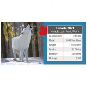 maple-leaf-on-the-trails-of-wildlife-arctic-wolf-1-oz-silber-koloriert-verpackung