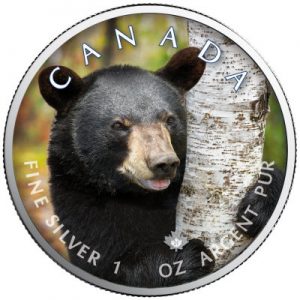 maple-leaf-wildlife-black-bear-1-oz-silber-koloriert