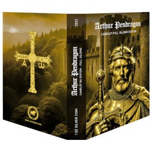 camelot-arthur-pendragon-1-oz-silber-vergoldet-etui