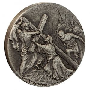 bibel-christus-faellt-unter-kreuz-2-oz-silber