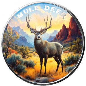 the-wild-mule-deer-1-oz-silber-koloriert